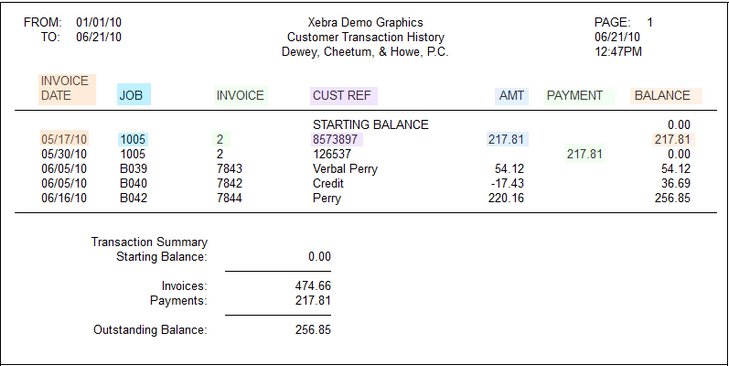 customer transaction history copy